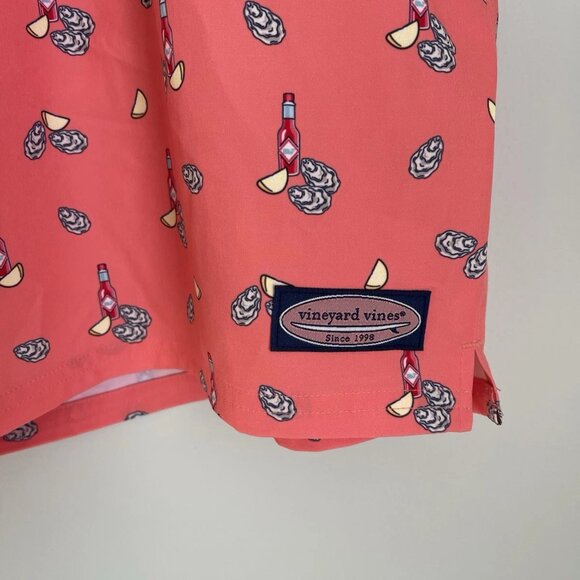 Vineyard Vines Orange Oyster Tabasco Sauce Mens 7 Inch Swim Trunks - Picture 5 of 7